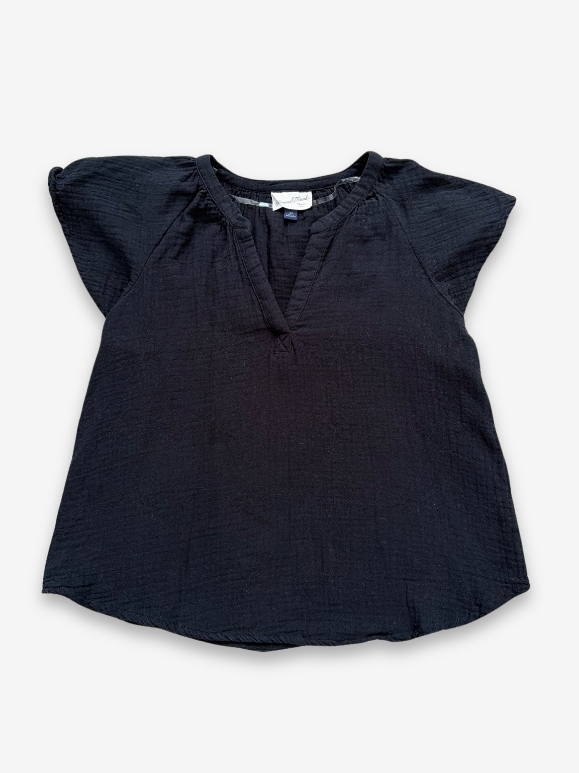 Universal Thread Black Cotton V-Neck Top (Size XS)
