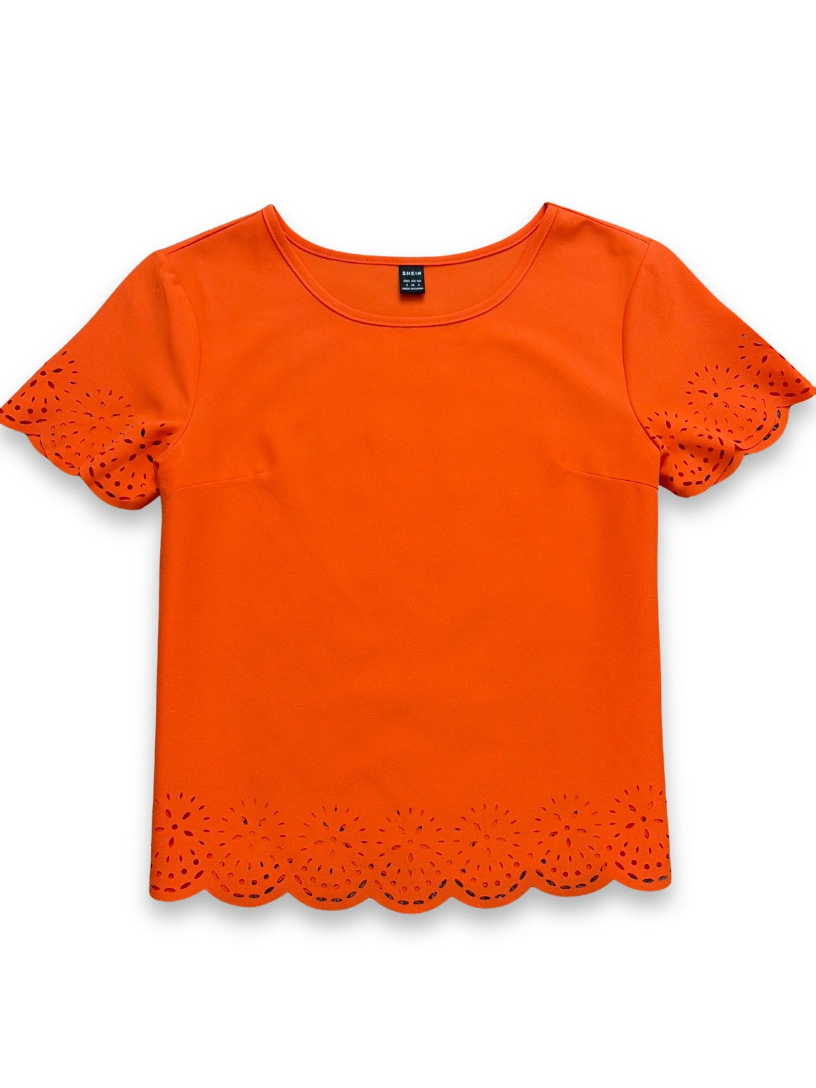 Orange Eyelet Detail Top (Size S)
