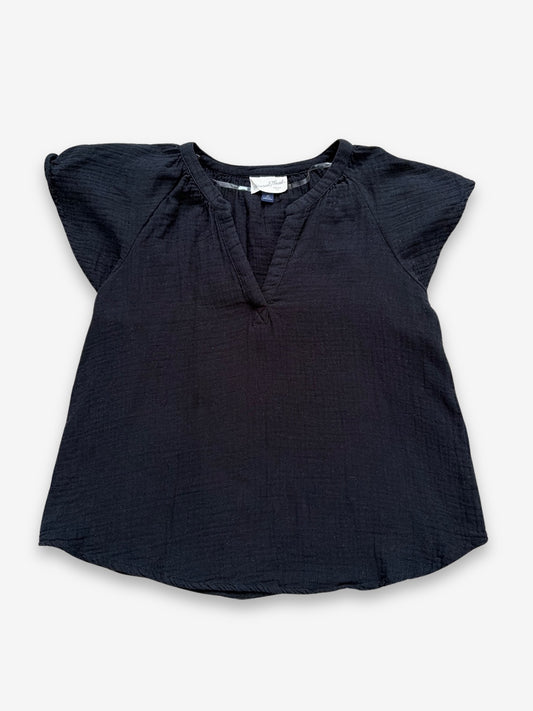 Universal Thread Black Cotton V-Neck Top (Size XS)